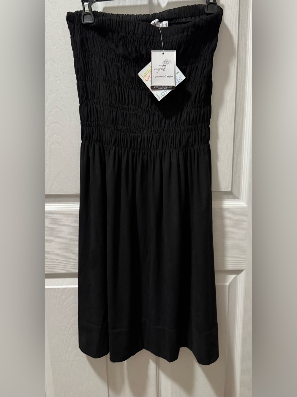 Gretchen Scott Designs 3 in 1 Black Strapless Smocked Sundress